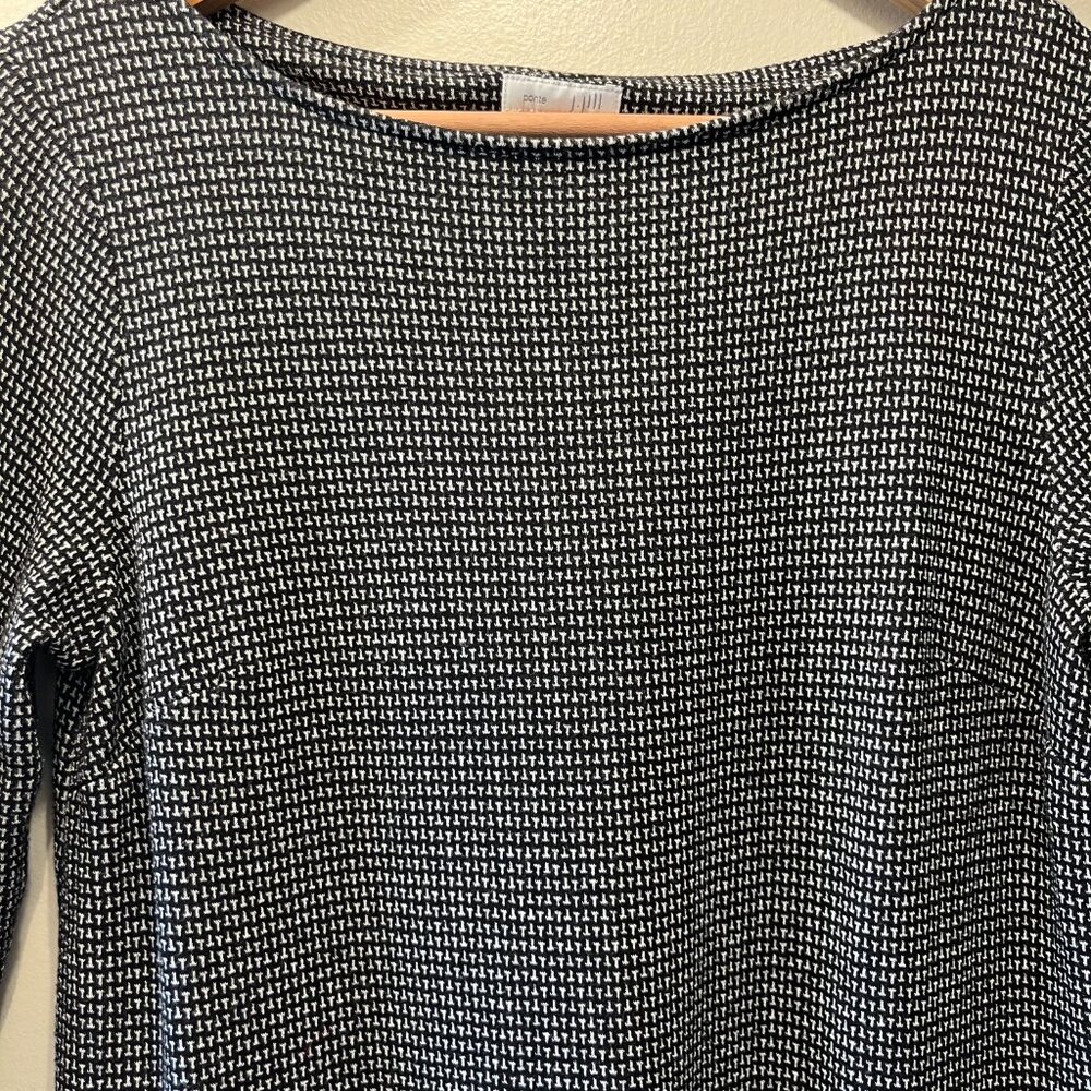 J. Jill Sz XS Ponte Shift Midi Dress Black White Pullover with Pockets - Picture 4 of 9